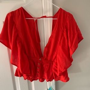 Red Cropped Shirt
